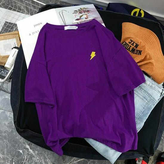 

Вінтажна футболка для дівчаток з вишивкою з мультфільмом, короткий рукав, модний європейський стиль, 2021 р. L фіолетовий