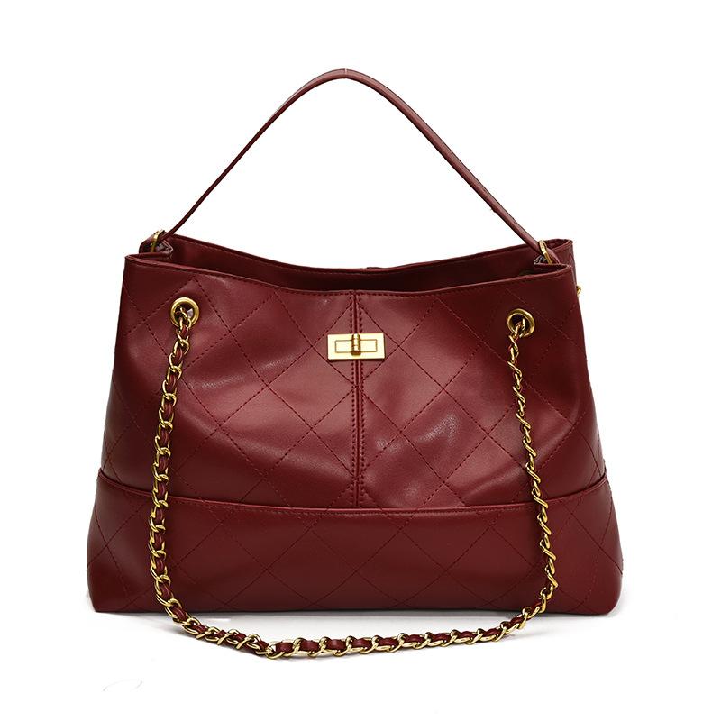 

Commuter underarm bag women s new diamond chain shoulder handbag large capacity tote bag червоний