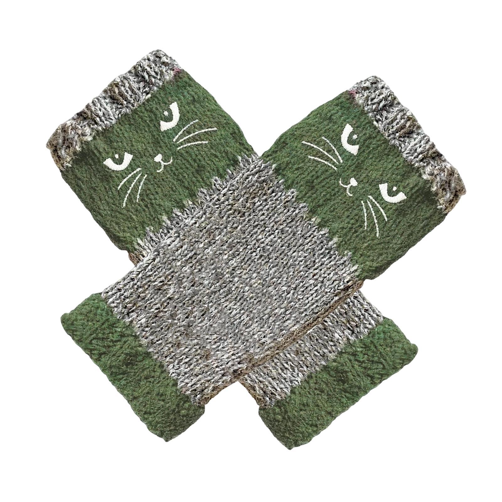 Fingerless Long Gloves, Wrist Warmer Fashion Knit Wrist Sleeves, Cute for Women зелёный