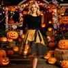 Women's Round Neck Halloween Print Long Sleeve Dress Casual Fall Party Outfit