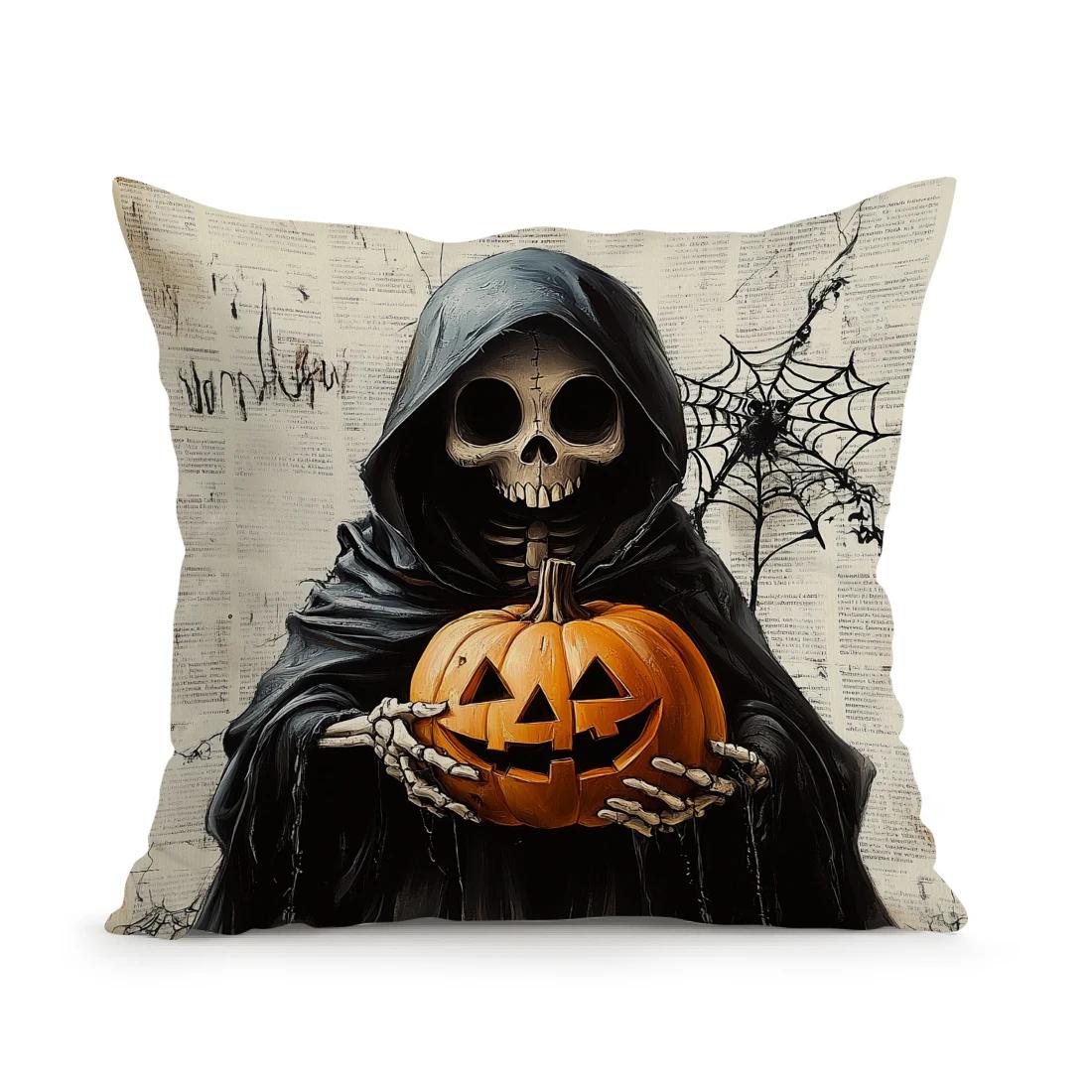

Retro Halloween Cushions Pillowcase Polyester Cushion Cover Throw Pillow Sofa Decoration Pillowcover Home Room Decor 450*450mm