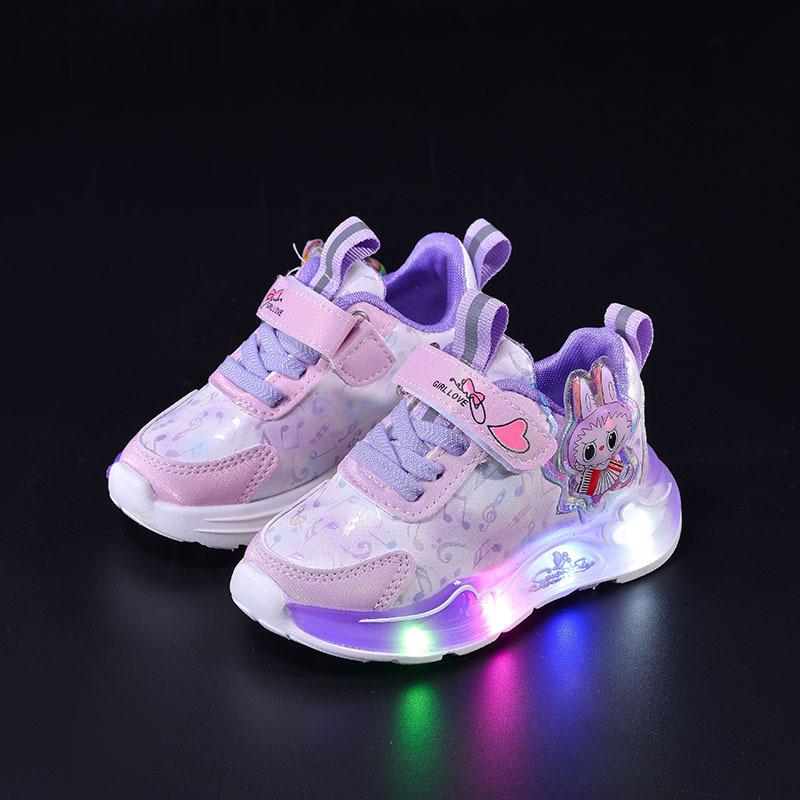 New Girls' LED Illuminated Casual Shoes Anti Slip Girl Sneakers Versatile Child Running Shoe Fashion Girl Shoe Comfort Kids Shoe
