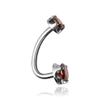 Titanium L-Shape Navel Ring - Silver With Red Zircons - Tpp-043 1.6/12