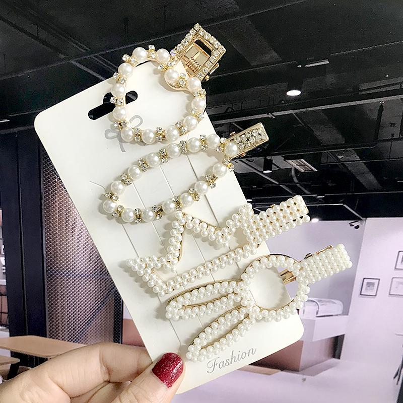 Barrettes For Women Girls Hairpins Side Clip Set Hair Jewelry Korean Pearl Crystal Hair Clip Hair Accessories Hairgrip