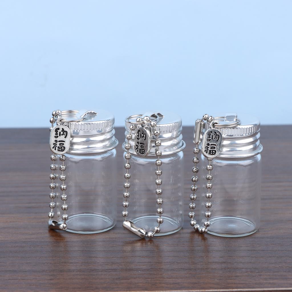 Mini Wishing Bottle Keychain Empty Jars DIY Crafts Graduation Wedding Party Transparent Glass Bottle Sliver Gold Lid
