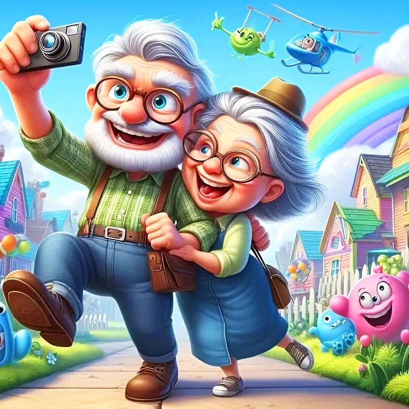 Gjør-det-selv Diamantmaling Bestemor Portrett Full Rund Firkantet Diamant Kvinne Gammel Tegneserie Ny Hjemmedekorasjon Håndverksett