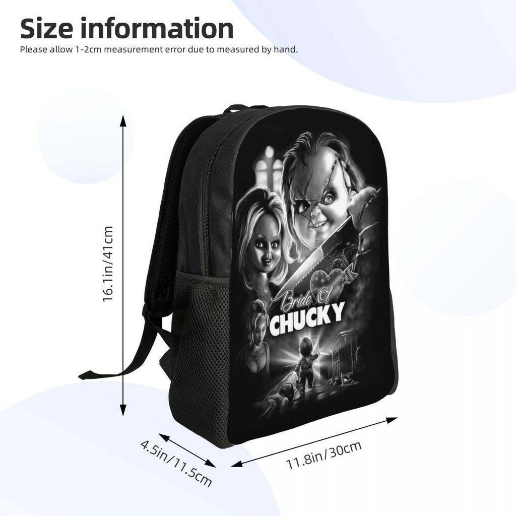 Bride Of Chucky Laptop Rucksack Herren Damen Mode Schultasche für Schüler Studenten Killerpuppe Chucky Taschen