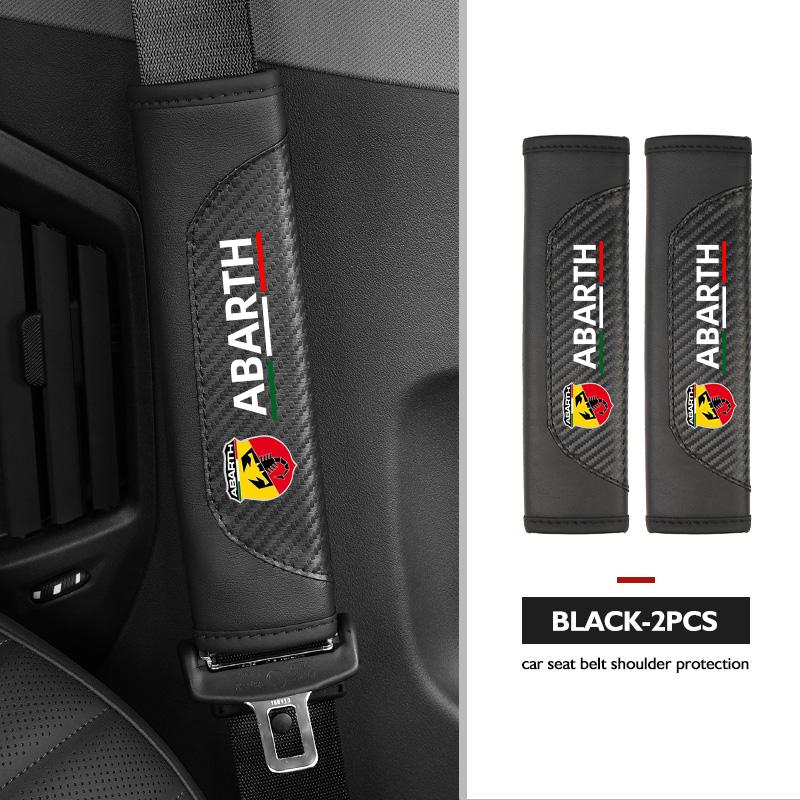 For Abarth Car Seat Shoulder Belt Cover Safety Belt Protector Pad Auto Interior Accessories FIAT 500 Doblo Tipo FR Panda Argo