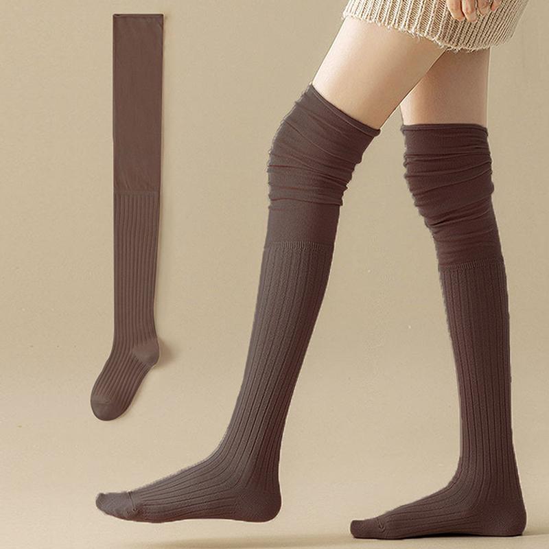Solid Color Thigh High Stockings Women Trendy Casual Over The Knee Female Long Socks Thermal Warm Cotton Tall Tube Leggings