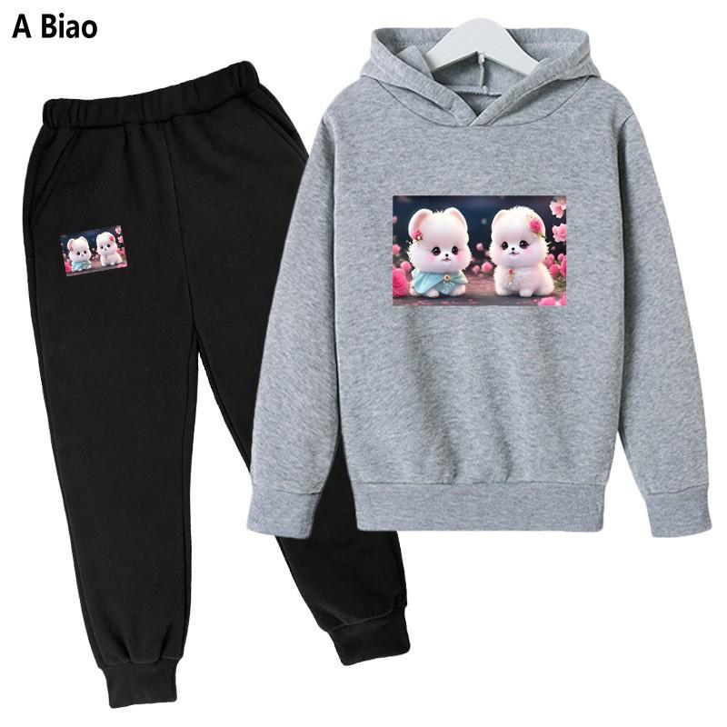 Children's fleece suit hooded children's clothing hip-hop casual spring and autumn suit