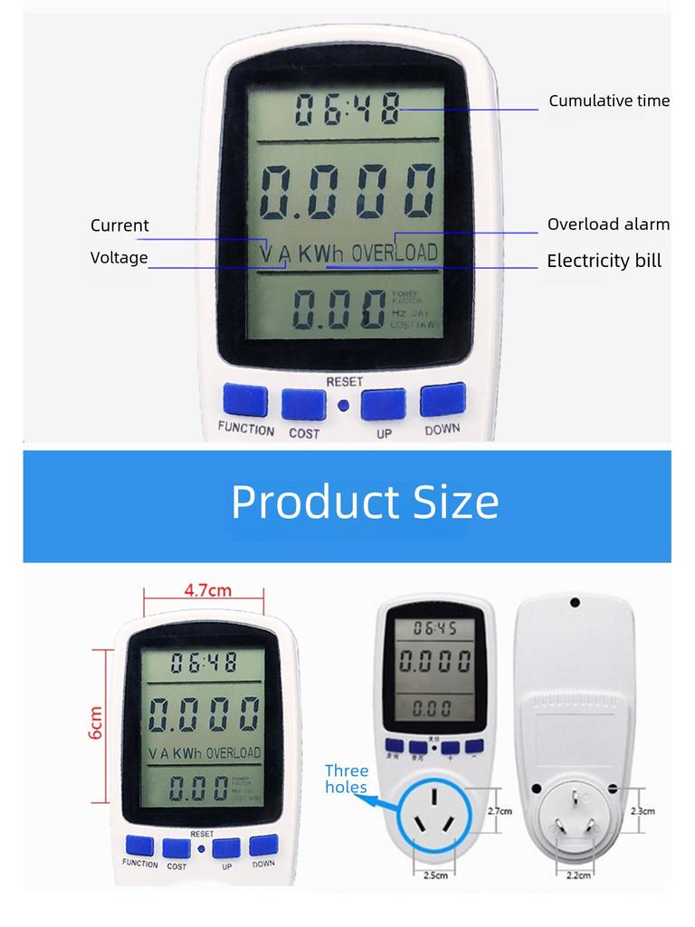 Europäische Multifunktions-Leistungsmesssteckdose - Intelligentes Energieüberwachungsinstrument