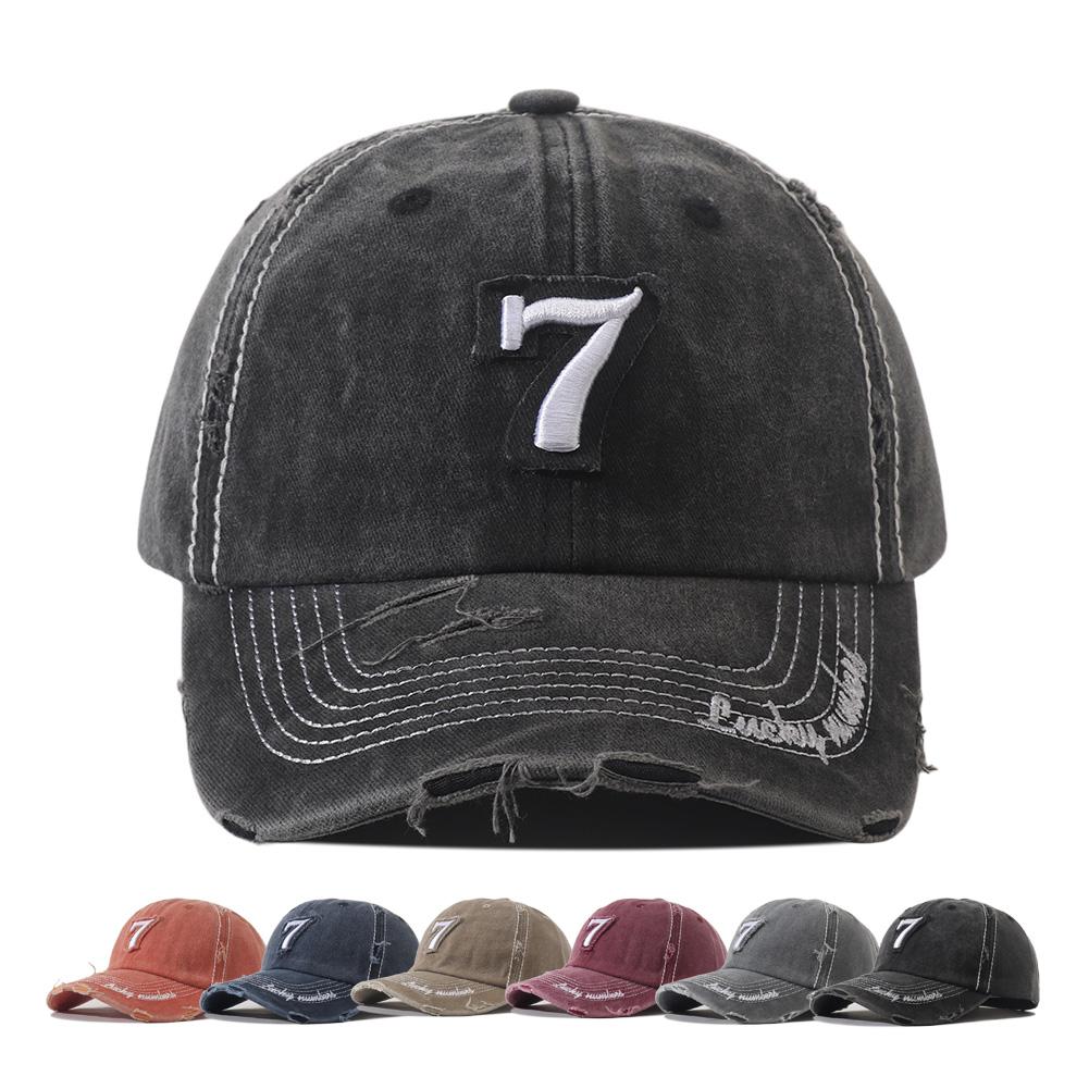 Men‘S Number 7 Embroidered Baseball Cap Women Sun Visor Hat Vintage Washed Cotton Dad Hats For Men Streetwear Snapback Caps