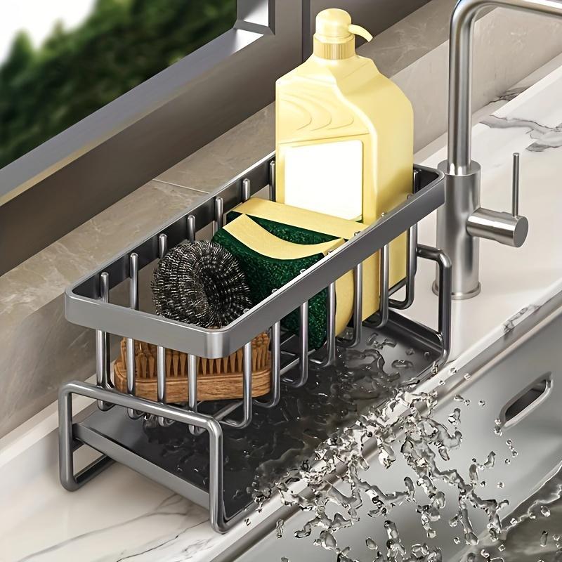Neues Küchenspülen-Aufbewahrungsregal, 304 Edelstahl Badezimmer Toiletten-Aufbewahrungsregal, Wasserhahn-Schwammhalter, Aufbewahrungsregal Spülen-Organizer, Abtropfgestell