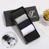 Zhuji Men's Mid-Calf Socks: 5-Pair Gift Box - Warm, Sweat-Absorbent, Thickened Combed Cotton for Autumn/Winter.