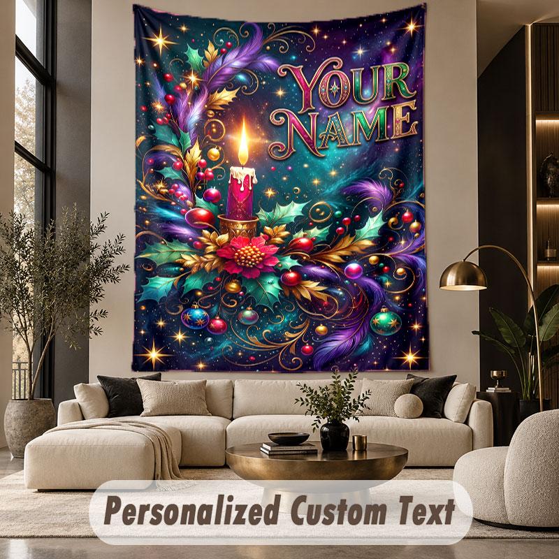 Natal (72) Tapeçaria de Parede Temática Personalizada Com Nome Texto Tapeçaria Pendurada Personalizada Para Decoração de Quarto Sala de Estar