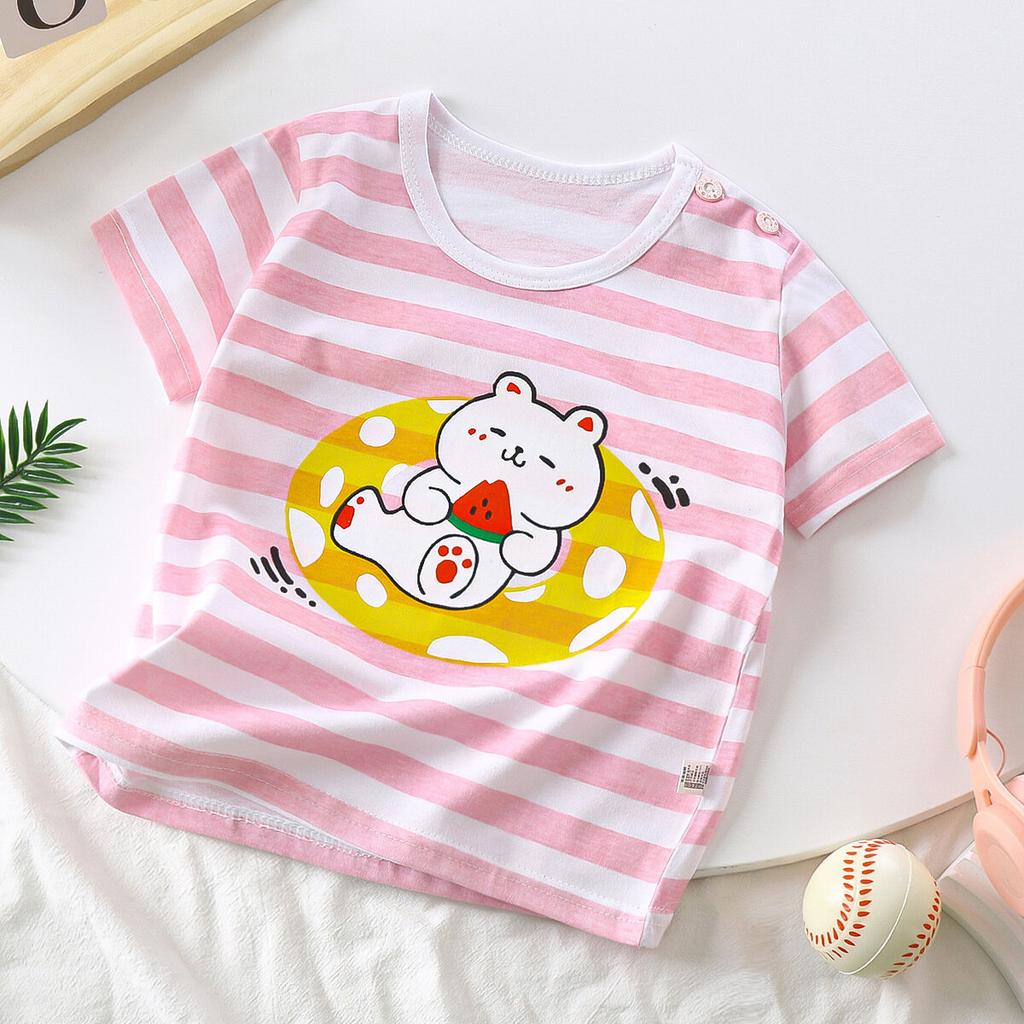 Children's short sleeved T-shirt with fashionable cartoon print theme, a gift for children