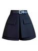 Women's High-Waisted A-Line Skort: 2026 Spring/Summer Fashion, Two-Piece Design, Wide-Leg, Casual Shorts.