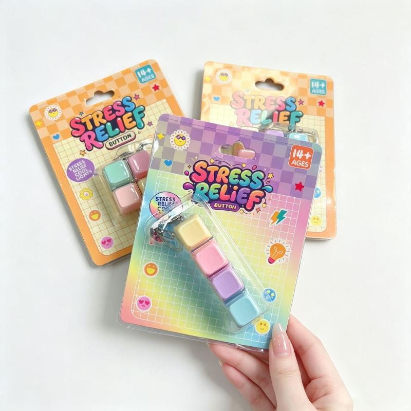 1Pcs Stress Relief Keyboard Keychain 3/4/9 Grids Creative Square Plastic Pendant Without Light Children'S Day Gift