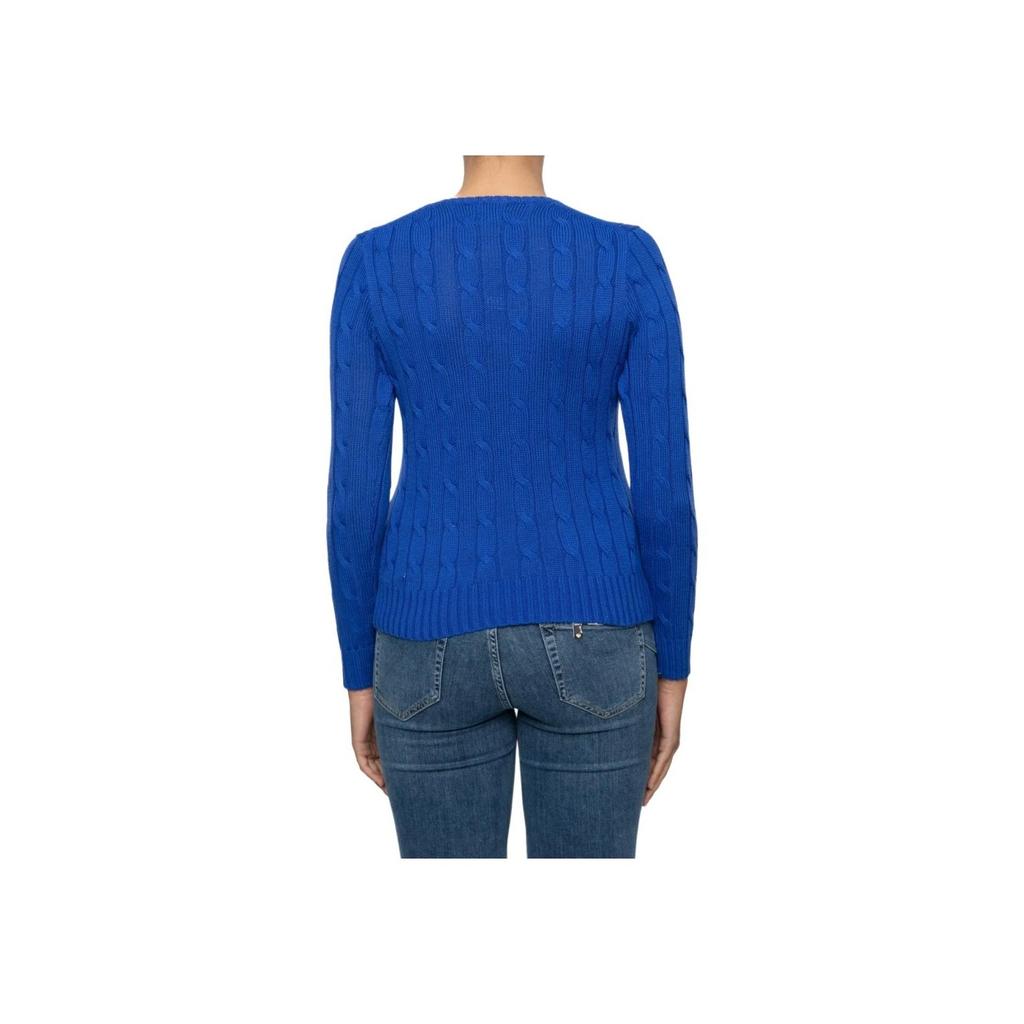 Polo Ralph Lauren Solid Color Cable Knit V-Neck Sweater Women sweater Royal-Blue 211891641-006