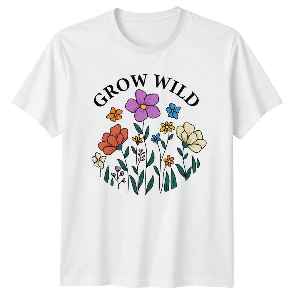 Grow Wild Unisexs TShirt Floral Bohemian Nature Birthday Gift For Her S