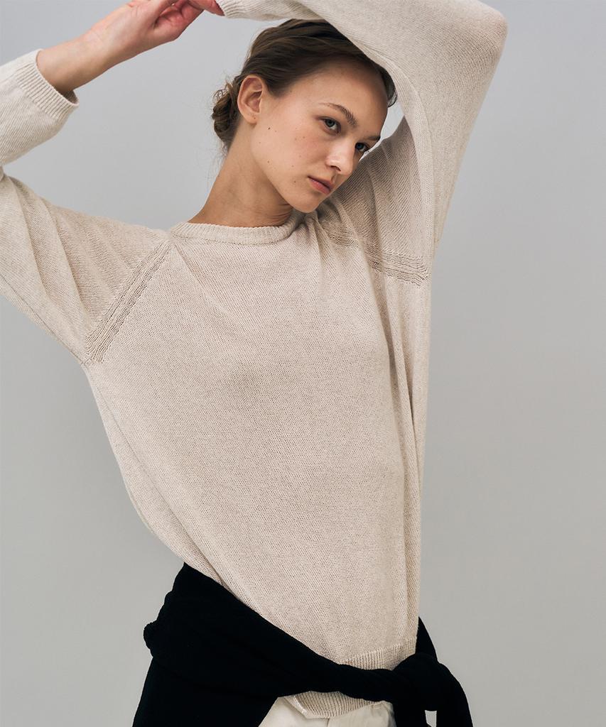 Leopeusaideuhwaiteulabel Twist Raglan Knit Oatmeal