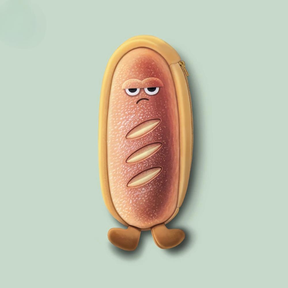 Student Stationery Bag, Fun Bread Plush Pen Bag, Multi functional Storage, Can Be Used as Wallet & Handbag