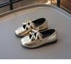 2026 Spring Children's Square Toe Leather Shoes for Baby Girls with Double Bow - New Korean Style