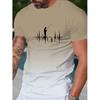 Fishing Print T-shirt, Men's Casual Street Style Stretch Round Neck Tee Shirt for Summer, Fishing Gear
