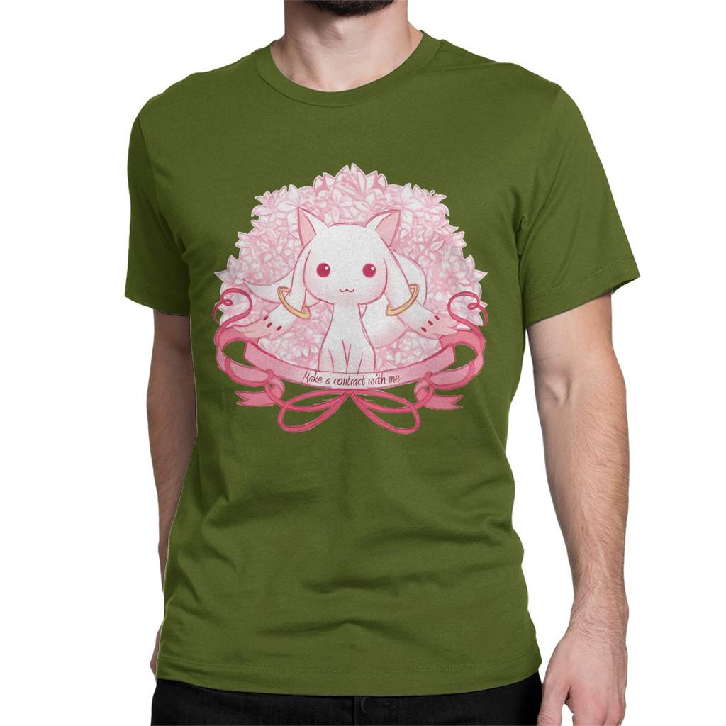 Cute Kyubey Puella Magi Madoka Magica T Shirts Men Women Pure Cotton T-Shirts Anime Tee Shirt Short Sleeve Clothing Printed
