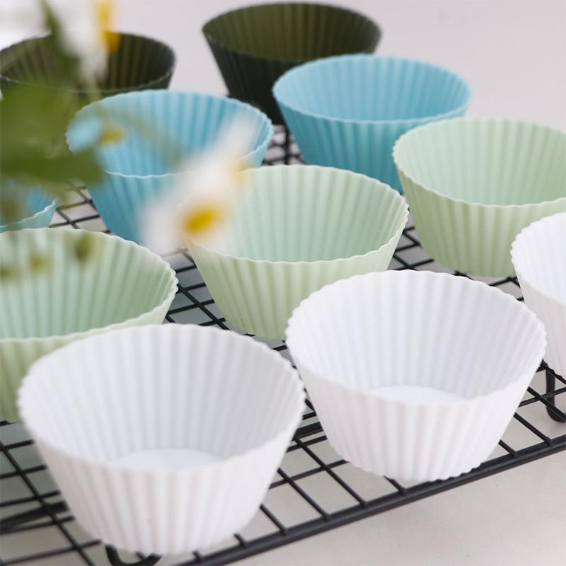 12/24Pcs Silicone Cake Mold Round Shape Muffin Cupcake Baking Molds Pudding Jelly Cup Pastry Home Kitchen Bakeware Bpa Free