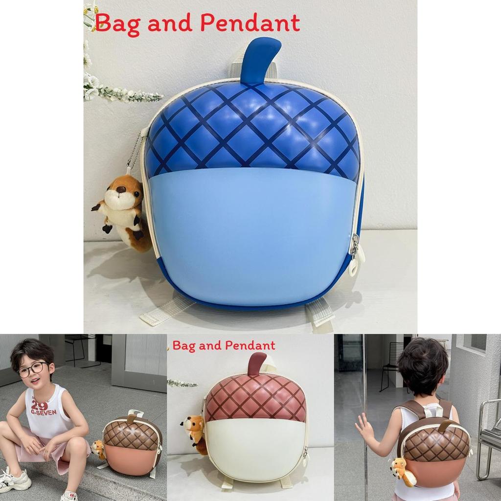 Kids Eva Material School Bag With Cartoon Acorn Shaped With Doll Pendant For Daycare And Learning