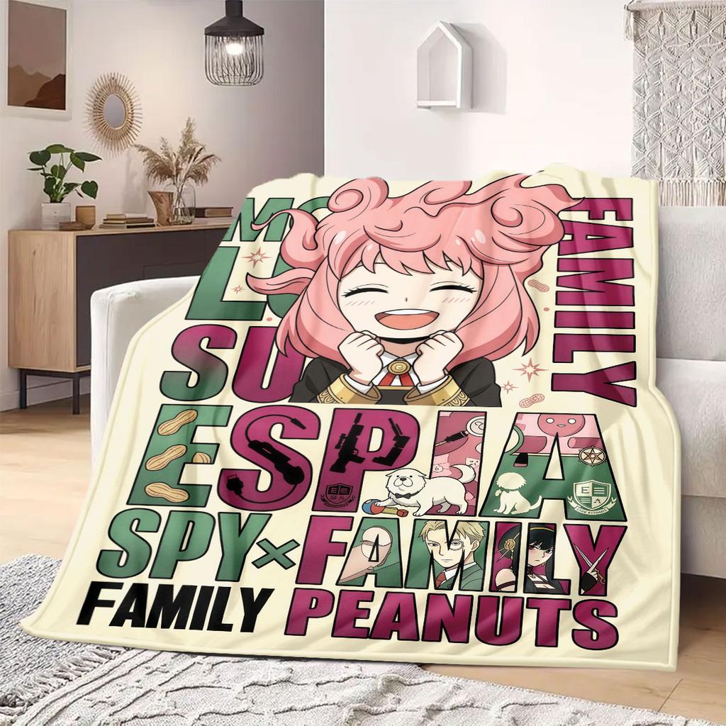 SpyxFamily Charming 2D Cartoon Flannel Blanket, Printed Pattern for Bed, Cozy Sofa Travel Nap Blanket_LIAN