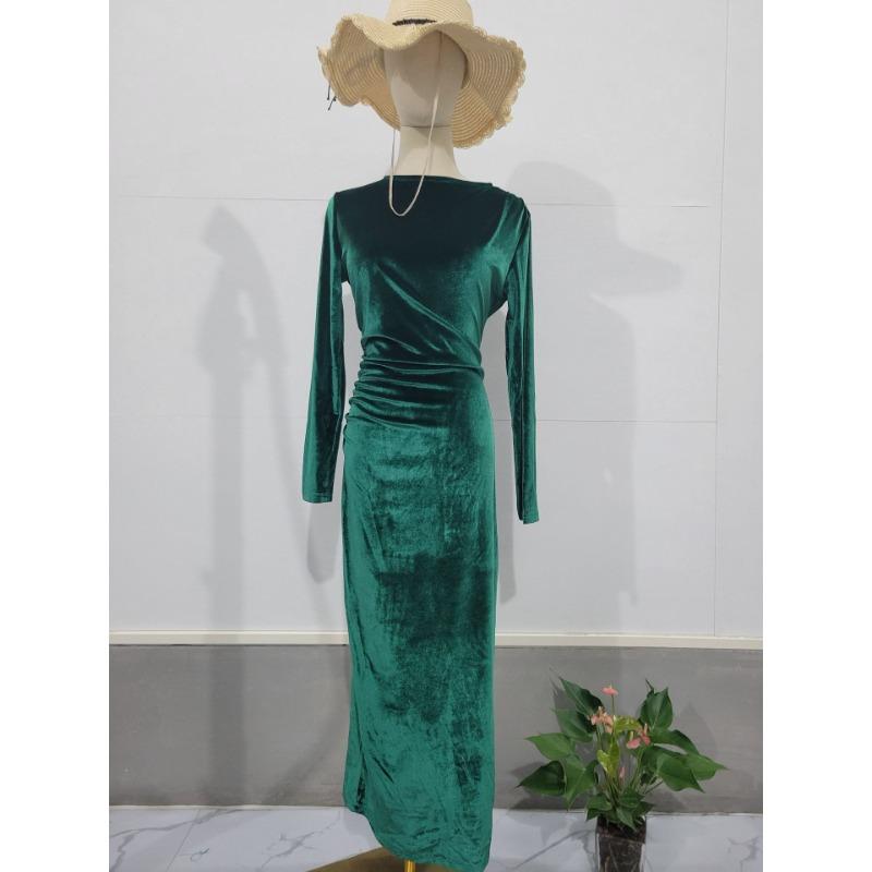 Spring and Autumn Women's Dress Slim Sexy Waist Irregular Dresses Long Dresses