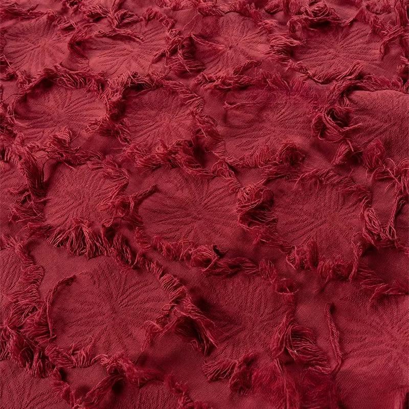 Hand-cut Floral Fringes Fabric Three-dimensional 65%Cotton 35%Linen Washed for DIY Suits Dresses Shirts Pants Cloth Fabric