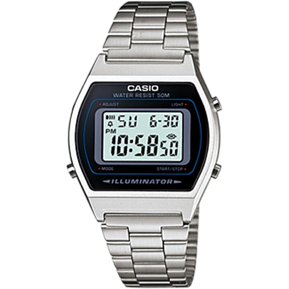 Casio B640WD-1A Digital Standard Watch Silver/Black Stainless Steel Band