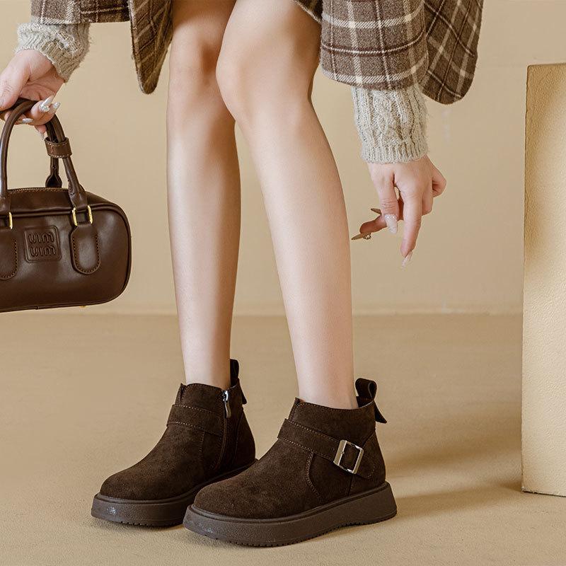 Women's Boots 2026 Autumn/Winter New Collection with Velvet Fashion Boken Shoes  Casual Versatile Short Boots