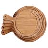 Bamboo-wood pizza tray round handle Japanese-style household western-style steak tableware Pizza tray bottom supports solid wood