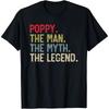 Men's Vintage Funny Letter POPPY. THE MAN. THE MYTH. THE LEGEND Graphic Print T Shirt Summer Oversize Tee Women Streetwear Tops