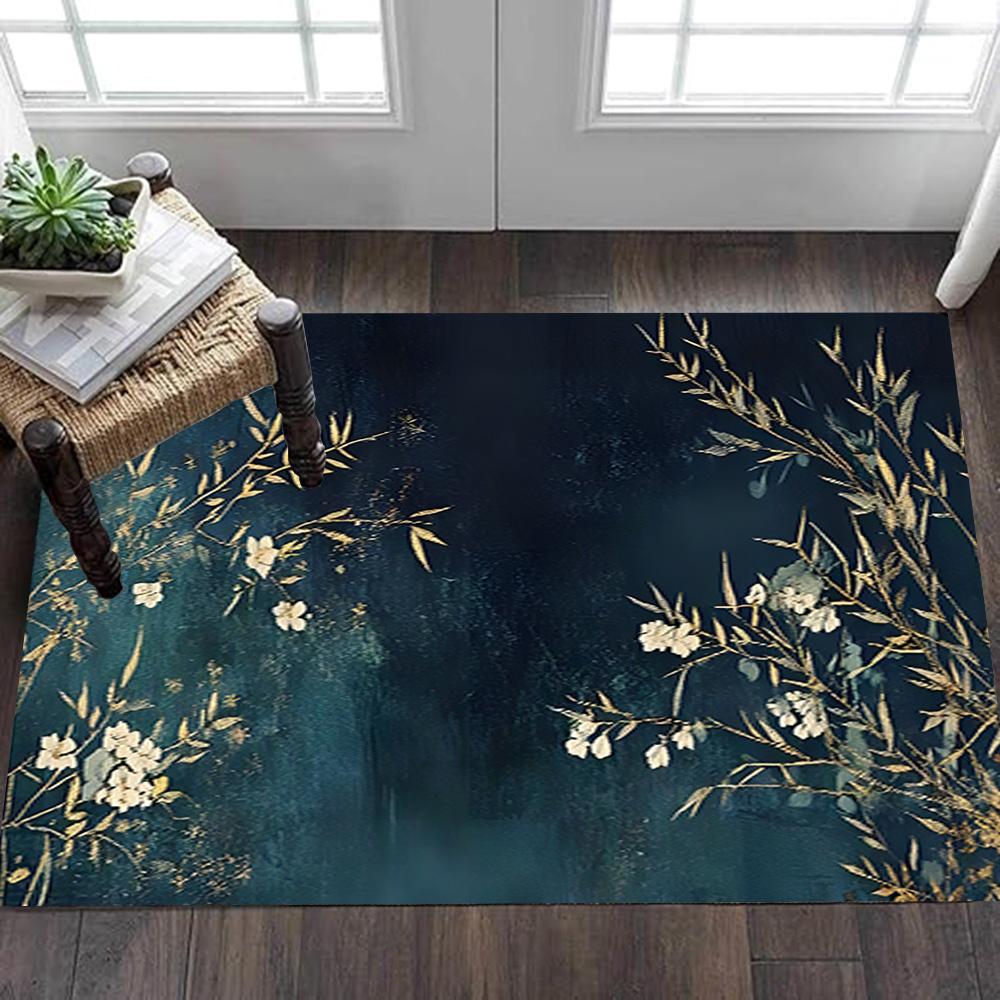 Vintage Floral Wall Mural Decoration,Carpet,Living Room,Bedroom, Non-slip,Square rug