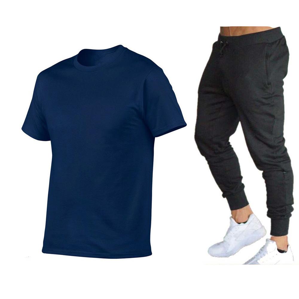 Men's Fashion Short Sleeved Long Pants Set Teenagers' Running Outdoor Sports Two-piece