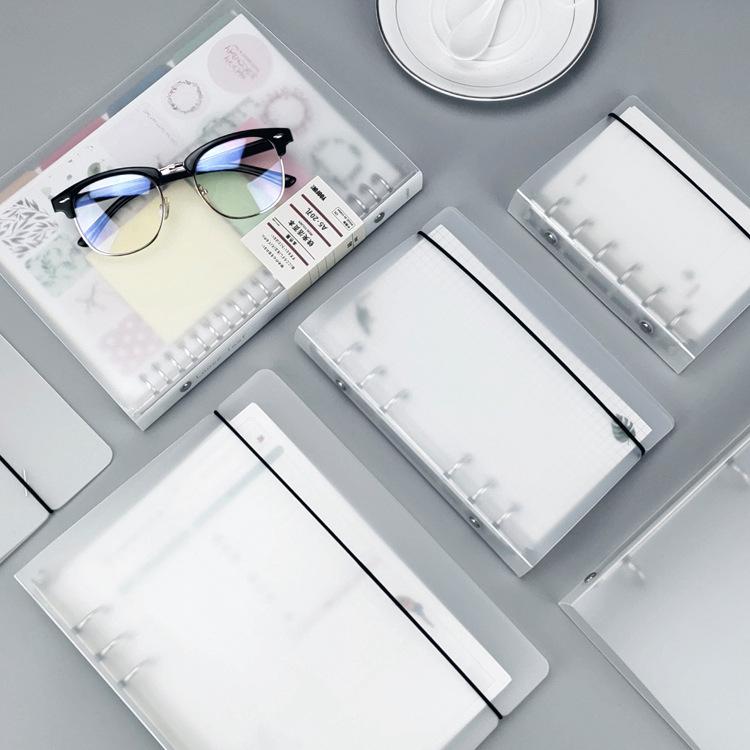 Carpeta con correa transparente esmerilada para cuadernos de hojas sueltas de 6/9 agujeros A4/B5/A5/A6/A7