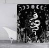 Tenda da Doccia Luna Nera e Bianca Fase Lunare Galassia Stella Floreale Pianta Boho Celeste Misterioso Gotico Strega Ganci