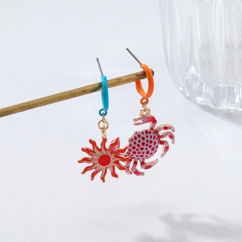 4Pcs/Set Personalized Trendy Creative Design Alloy Starfish Crab Earring For Women Party Jewelry Gift