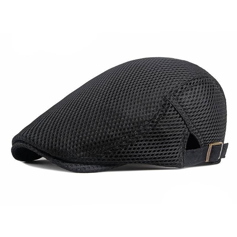 Summer thin hollow mesh breathable duckbill cap men's light plate retro sun protection forward hat