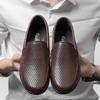 Fashion Summer Mens Loafers Breathable Lightweight Business Casual Shoes Fashion Genuine Leather Driving Shoes for Men Zapatos De Hombre