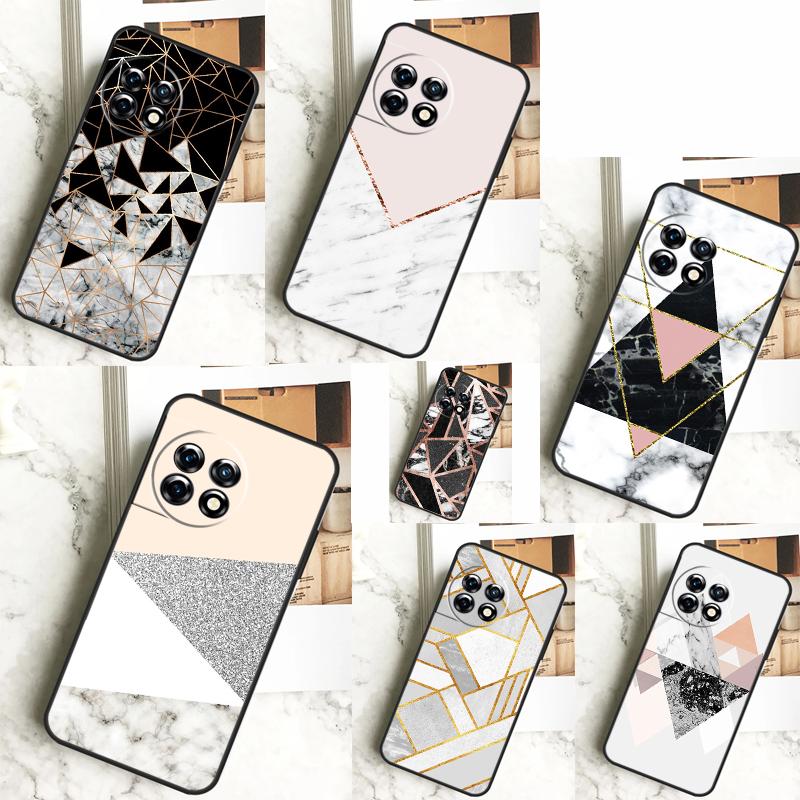 Geometric Marble Case For OnePlus 12 12R 11 9 10 Pro 10R 9R 8T 10T Nord CE 2 3 Lite 2T N10 N20 N30 CE4 Cover