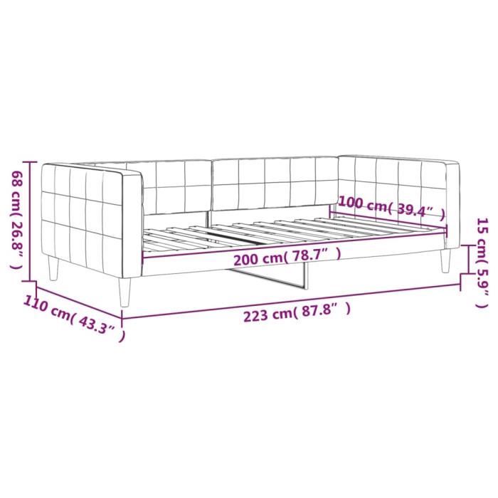 VidaXL Lit de repos rose 100x200 cm velours 354018