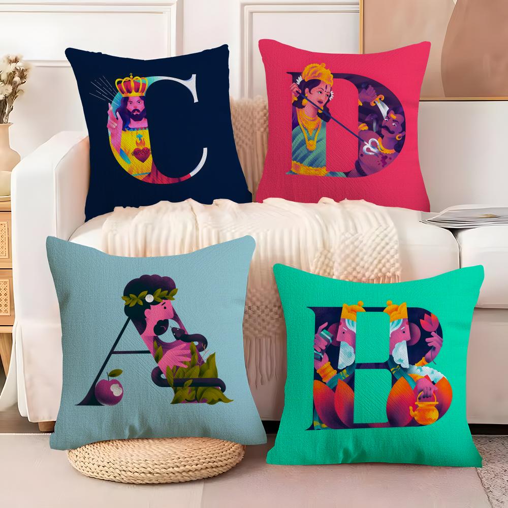 Interesting Letters Cushion Cover Soft Plush Fabric DoubleSided Printed Sofa Cushion Cover for All Seasons Home Decor Gift
