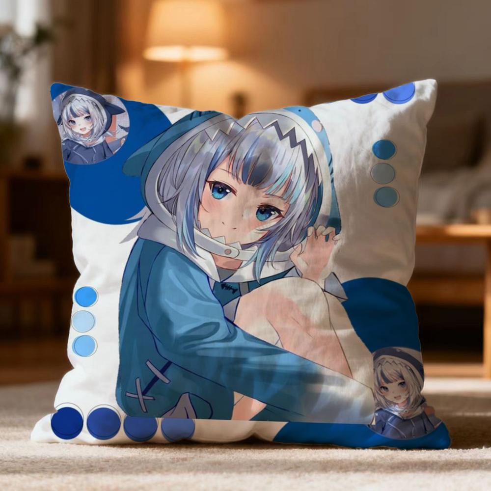 Popular G-GGawr Gura Cushion Cover Soft Washable Pillow Case Multi-Scene for Couch Bed Travel Office Use