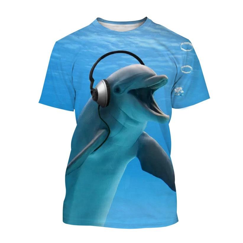 Animal Dolphin Graphic T Shirts 3D Print Man/ Women Personality Fashion Round Neck Tops Summer Oversize Short Sleeve T-Shirt Men